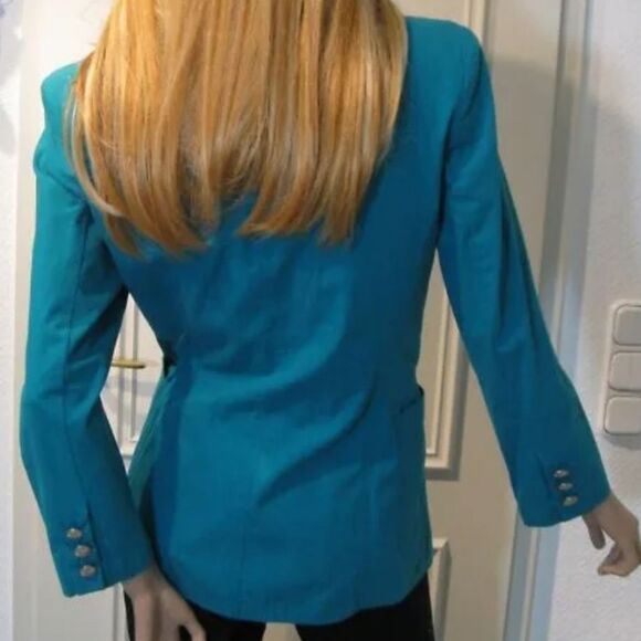 Vintage MONDI POLO CLUB BLAZER Size XS WOMEN SPORT Turquoise Blue Gold Buttons - Picture 14 of 14
